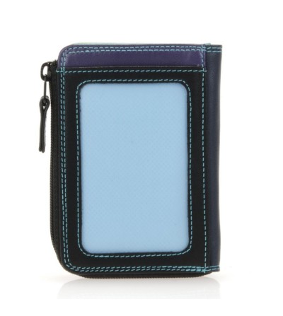 Monedero pequeño de piel con cremallera BLACK