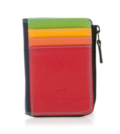 Monedero pequeño de piel con cremallera BLACK