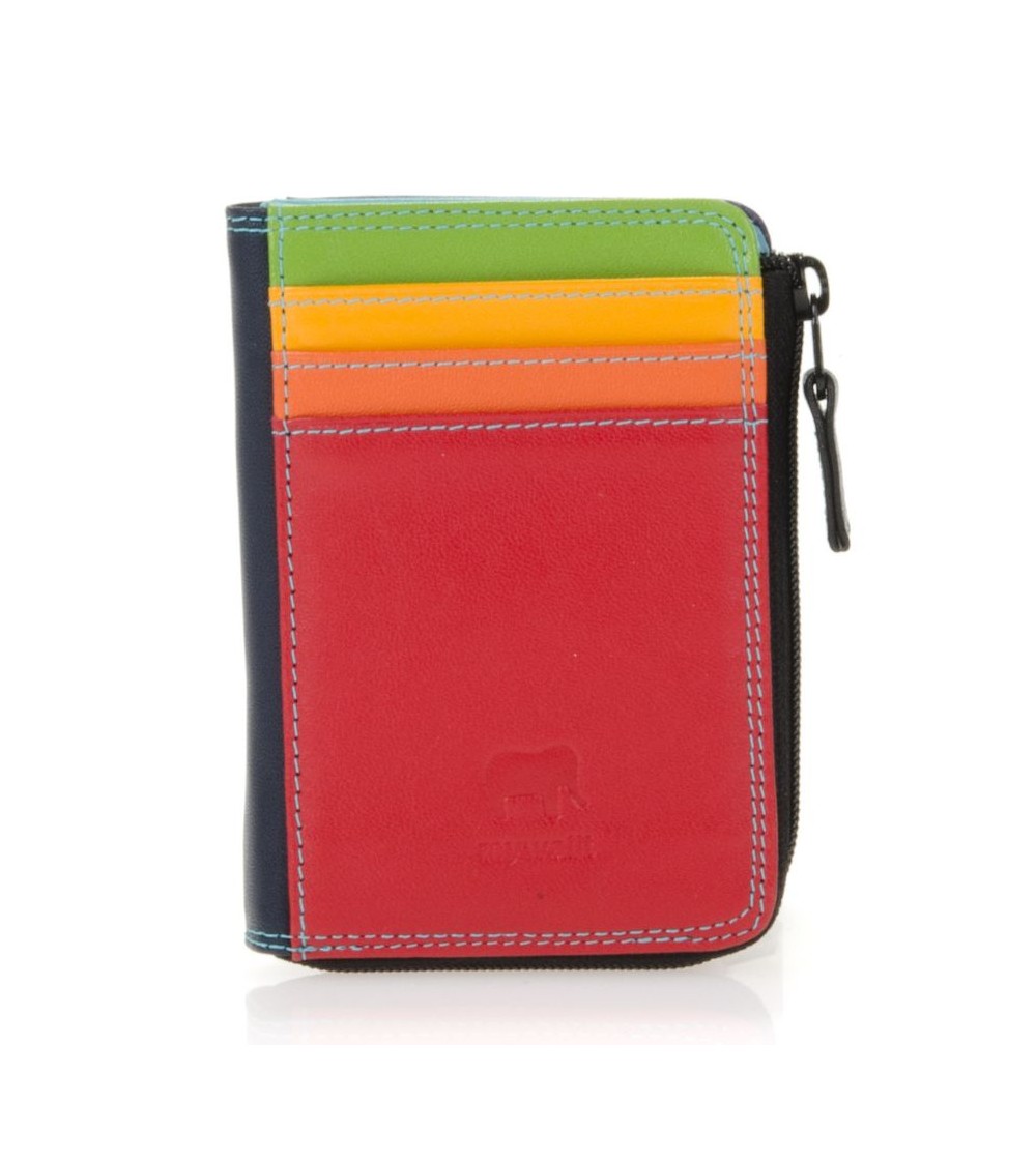 Monedero pequeño de piel con cremallera BLACK