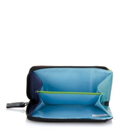Monedero pequeño de piel con cremallera BLACK