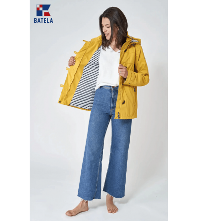 Chubasquero mujer BATELA con forro algodón a rayas