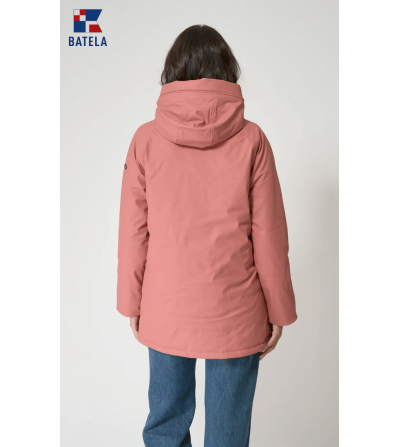 Chubasquero acolchado PU mujer BATELA  forro a rayas