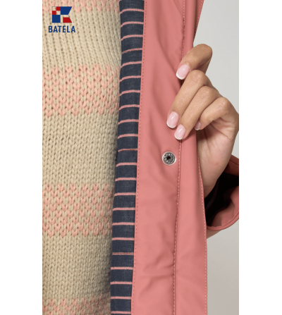 Chubasquero acolchado PU mujer BATELA  forro a rayas