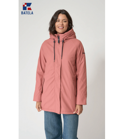 Chubasquero acolchado PU mujer BATELA  forro a rayas