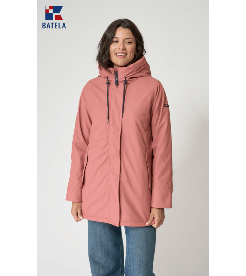 Chubasquero acolchado PU mujer BATELA  forro a rayas