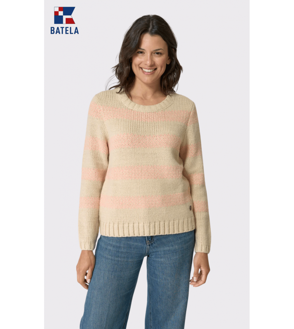 Jersey punto cálido mujer diseño rayas BATELA