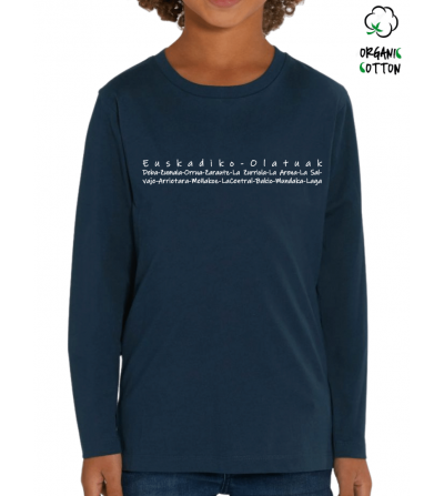 camiseta manga larga algodon orgánico niñ@s EUSKADIKO OLATUAK_STTK907_F_F.Navy_2327