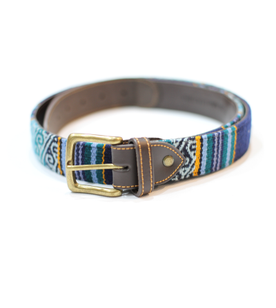 Cinturón kilim de estilo étnico azules