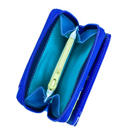 Cartera pequeña de piel con cremallera SEASCAPE abierta