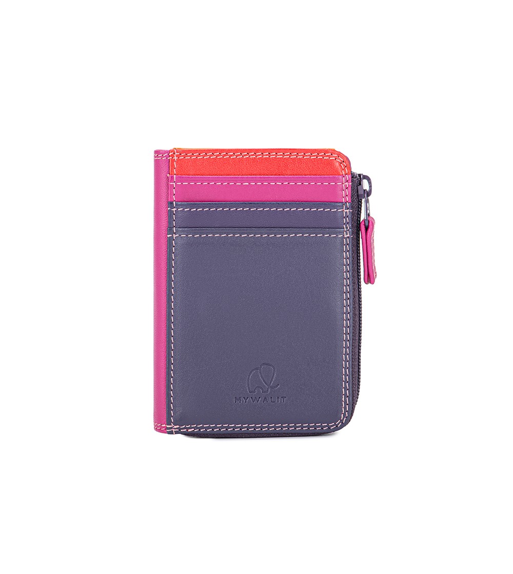 Monedero pequeño de piel con cremallera SANGRIA