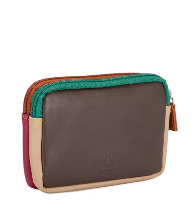 Monedero pequeño de piel doble cremallera BOSCO